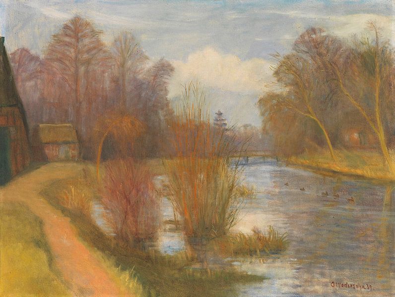 Frühlingsanfang an der Schleuse, Otto Modersohn von Meisterhafte Meister
