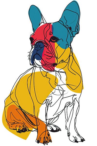 Bulldogge Kunstwerk | Farben Bulldogge von Wunderbare Kunst