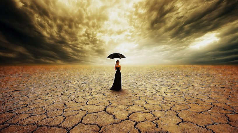 Frau mit Regenschirm von Frank Heinz