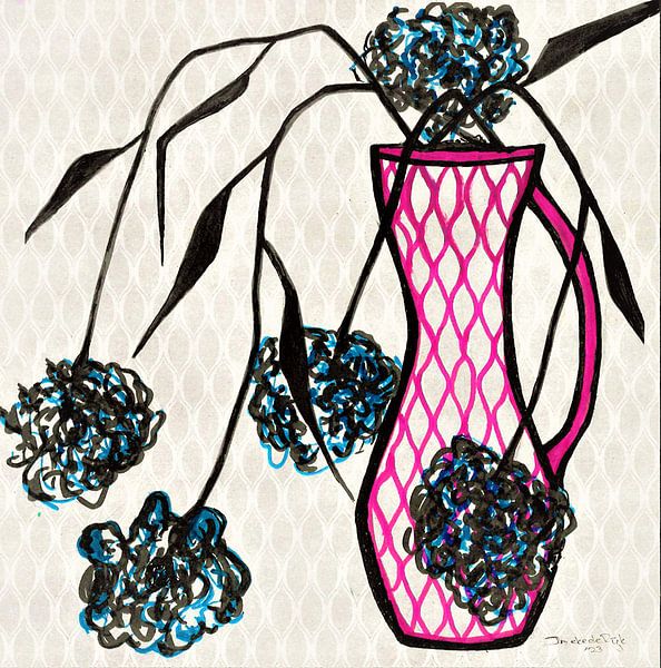 Vase (4)Aquarelle peinte à la main. par Ineke de Rijk