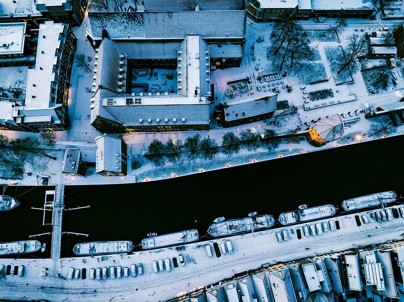 Zwolle snowy Thorbeckegracht during a cold winter morning by Sjoerd van der Wal Photography