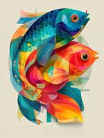 Sterrenbeeld Vissen - Kleurrijke abstracte vissen kunst