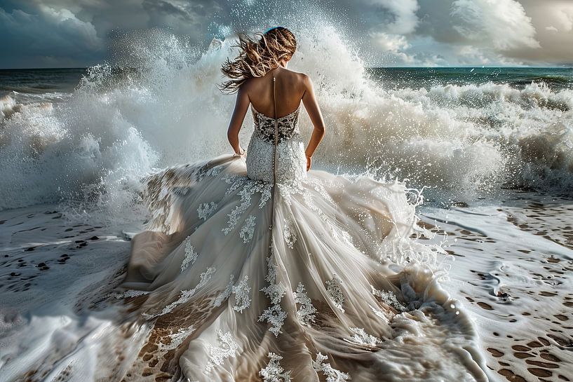 bride in the surf by Egon Zitter