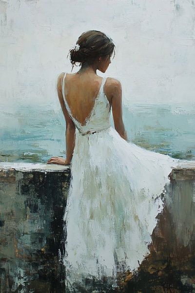 Woman in white dress by Art & Soul Creations