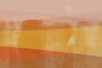 Paysage abstrait minimaliste en jaune, terracotta, orange, rose