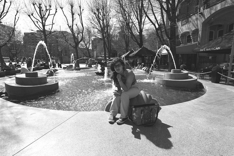 At the fountain in front of Cafe Americain. by JRobert Photography