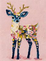 Renne coloré sur fond rose