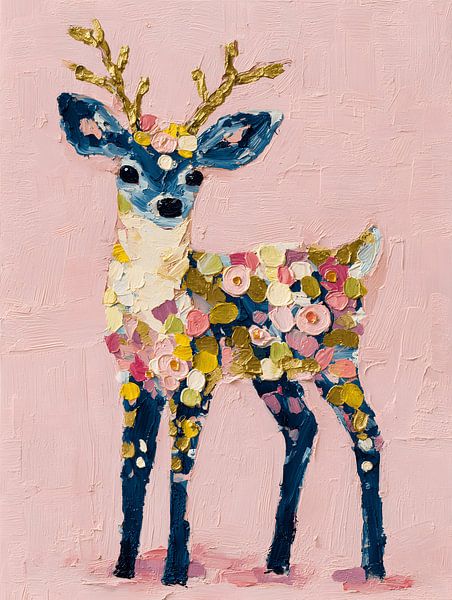 Buntes Rentier auf Rosa von Gypsy Galleria