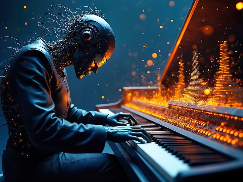 Fantasy pianist with fire by The Photo Artist