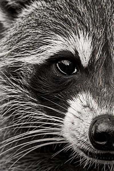 Nahaufnahme eines Waschbärengesichts von Art & Soul Creations