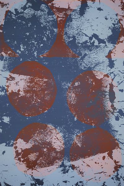 Modern abstract expressionisme. Minimalistische vormen in bruin en blauw van Dina Dankers