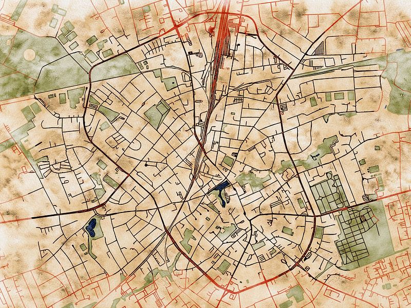 Map of Neumünster centrum with the style 'Serene Summer' by Maporia