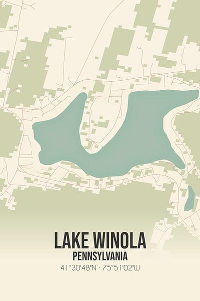 Vintage map of Lake Winola (Pennsylvania), USA. by Prints of Place