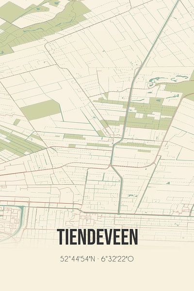 Carte ancienne de Tiendeveen (Drenthe) par Affiches de lieux