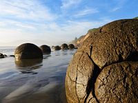Close-Up van de boulders in Moeraki, Nieuw-Zeeland