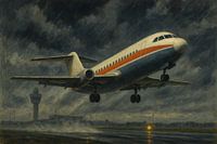 Door Weer en Wind - The Fokker F28 takes off from Schiphol Airport