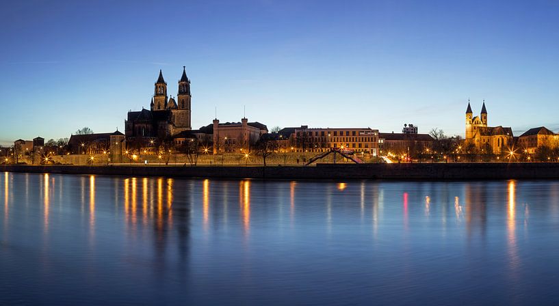 Magdeburg skyline at the blue hour by Frank Herrmann