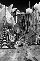 Collage Eindhoven. Les points forts de la ville en noir et blanc.