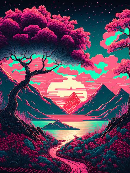 Vaporwave-Landschaft von haroulita