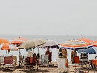 Beachfront bathers in spain, europe