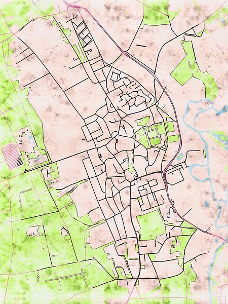 Kaart van Hellendoorn in de stijl 'Soothing Spring' van Maporia