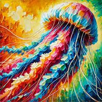 Colourful depths - Abstract jellyfish in motion