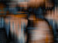 Modernes, abstraktes digitales Kunstwerk in Orange Blau Schwarz