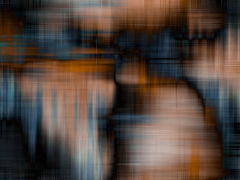 Modern, Abstract Digital Artwork in Orange Blue Black by Art By Dominic