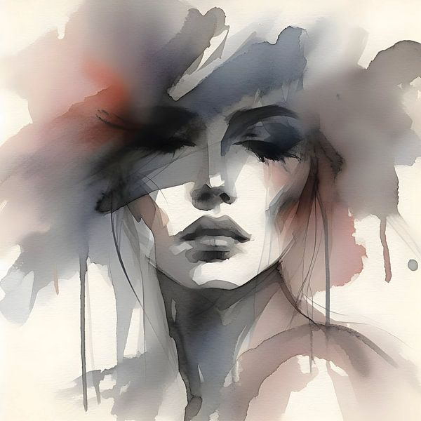 portrait de femme aquarelle par Jessica Berendsen