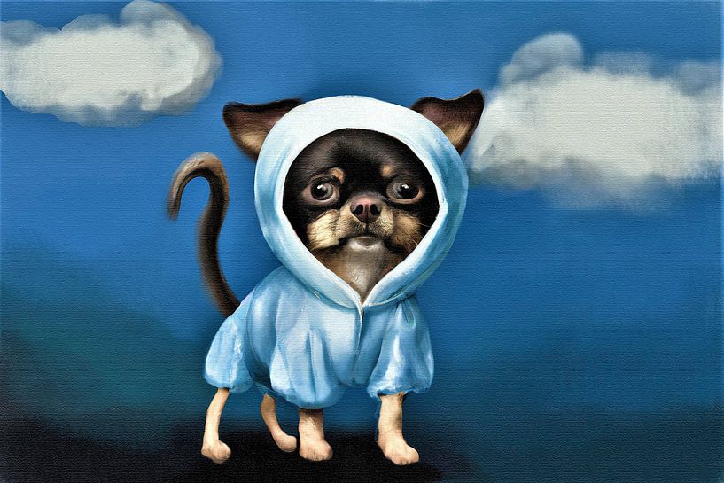 Porträt eines Chihuahuas mit Kapuzenpulli von Maud De Vries