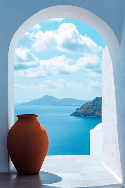 Meerblick durch einen Bogen mit Krug von Poster Art Shop