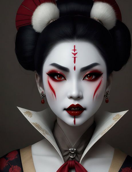 Maquillage extrême chez cette geisha traditionnelle du 19e siècle. par Brian Morgan
