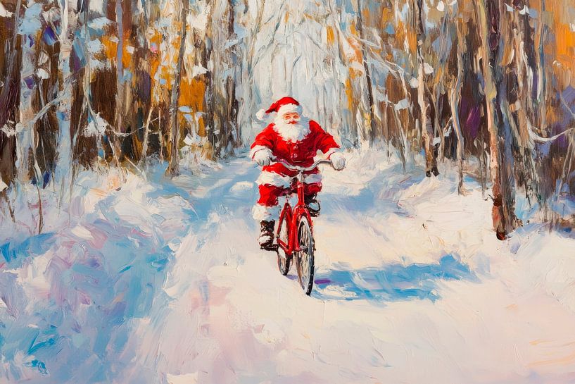 Père Noël à vélo par Poster Art Shop