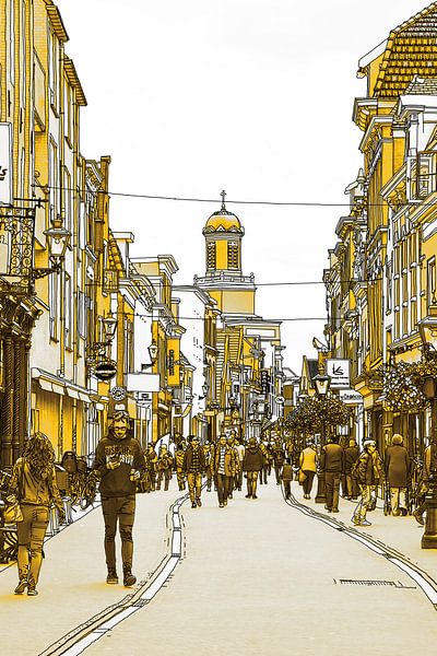 Goldene Zeichnung Haarlemmerstraat Leiden Niederlande von Hendrik-Jan Kornelis