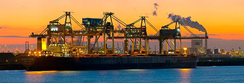 Hafen von Rotterdam Panorama; Mega-Massengutfrachter Berge Stahl von Anton de Zeeuw