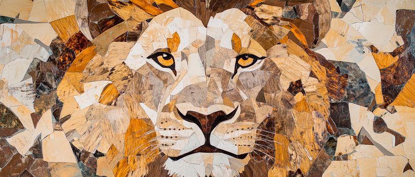 Creatief mozaïek van een leeuwenkop van Poster Art Shop