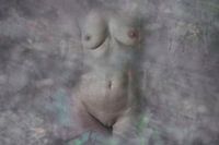 Nude torso in flowers pink