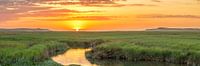 Panoramic sunset on Texel / Panoramic photo Texel sunset