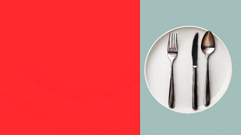 Cutlery set on white plate by Frank Heinz