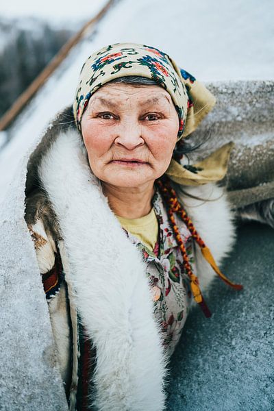 Portrait of Nenet woman in Siberia by Milene van Arendonk