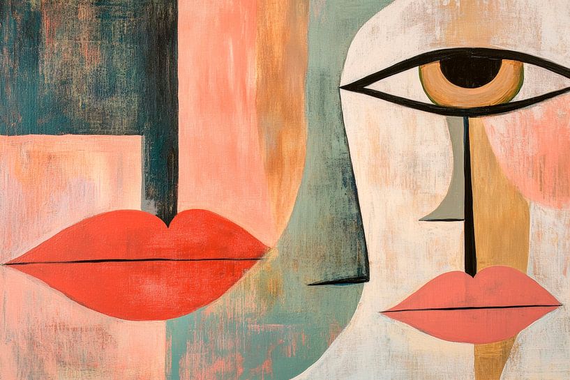Gesichter der Stille – Farbenspiel  Lippen und Augen – Mini von Poster Art Shop