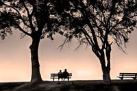 genieten van de zonsondergang