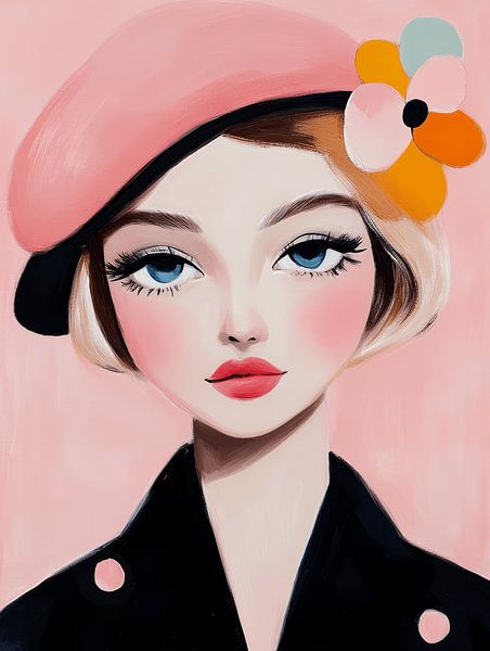 Porträt in Pastellfarben, hippe Illustration von Carla Van Iersel