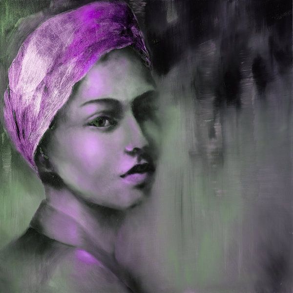 Das Mädchen mit dem goldenen Tuch - Schimmer in violett von Annette Schmucker