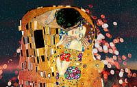Le baiser dans la lumière du soir, d'après l'œuvre de Gustav Klimt, Jugendstil - collage numérique