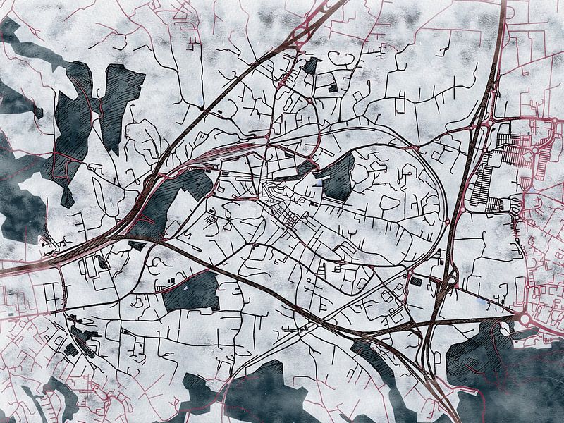 Carte de Aubagne avec le style 'White Winter' par Maporia