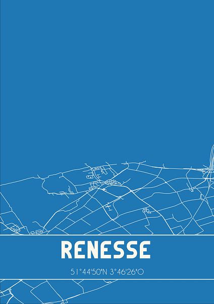 Blueprint | Carte | Renesse (Zeeland) par Affiches de lieux