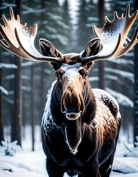 L'élan en hiver par Mellow Art