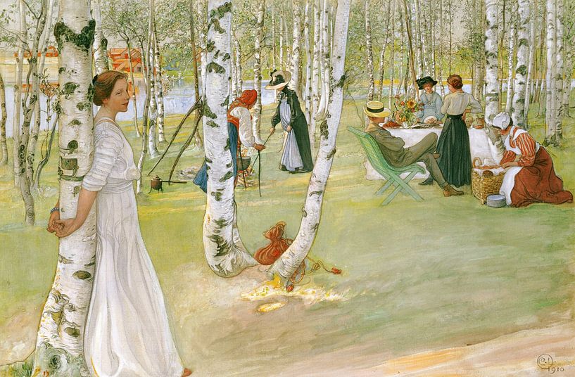 Carl Larsson, Frühstück im Freien, 1910 von finemasterpiece