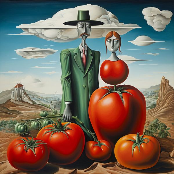 Surréalisme Couple de tomates Caricature Paysage Portrait par gm_designs